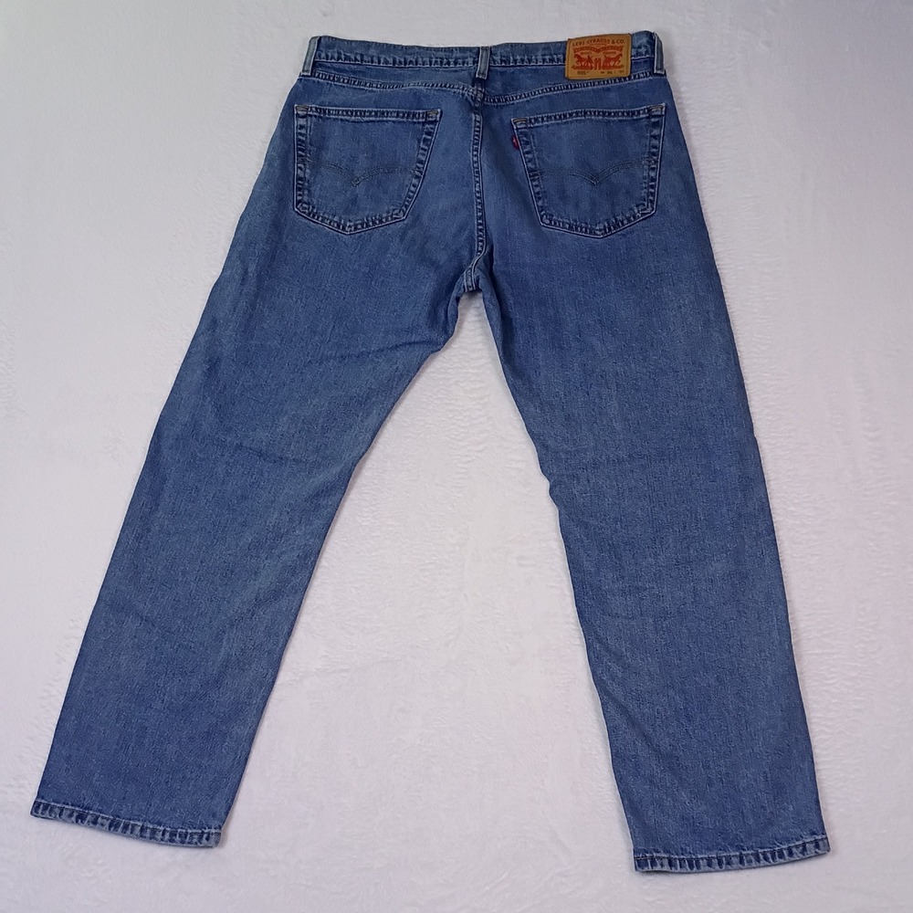 Levis 505 Mens 36x30 Blue Denim Jeans Straight Fit - Picture 2 of 14